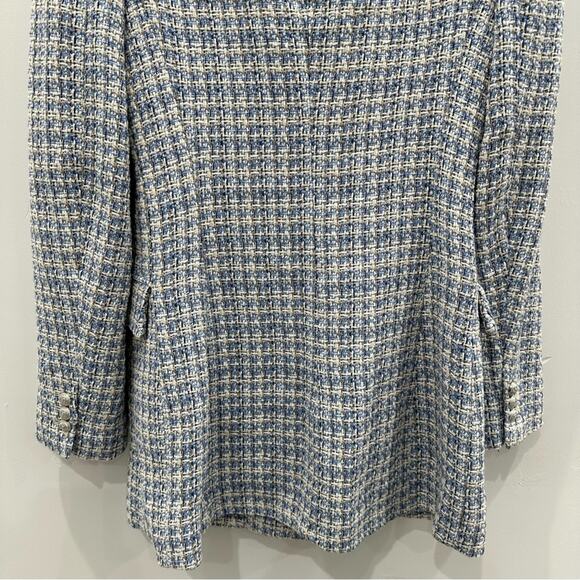 Zara Blue White Textured Tweed Double Breasted Blazer. Blogger fave. Like New - Picture 13 of 14